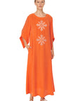 Caftan with Stone Print Embroidery