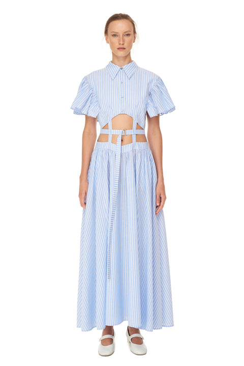 Ruffled Shirtdress with Lattice Detail